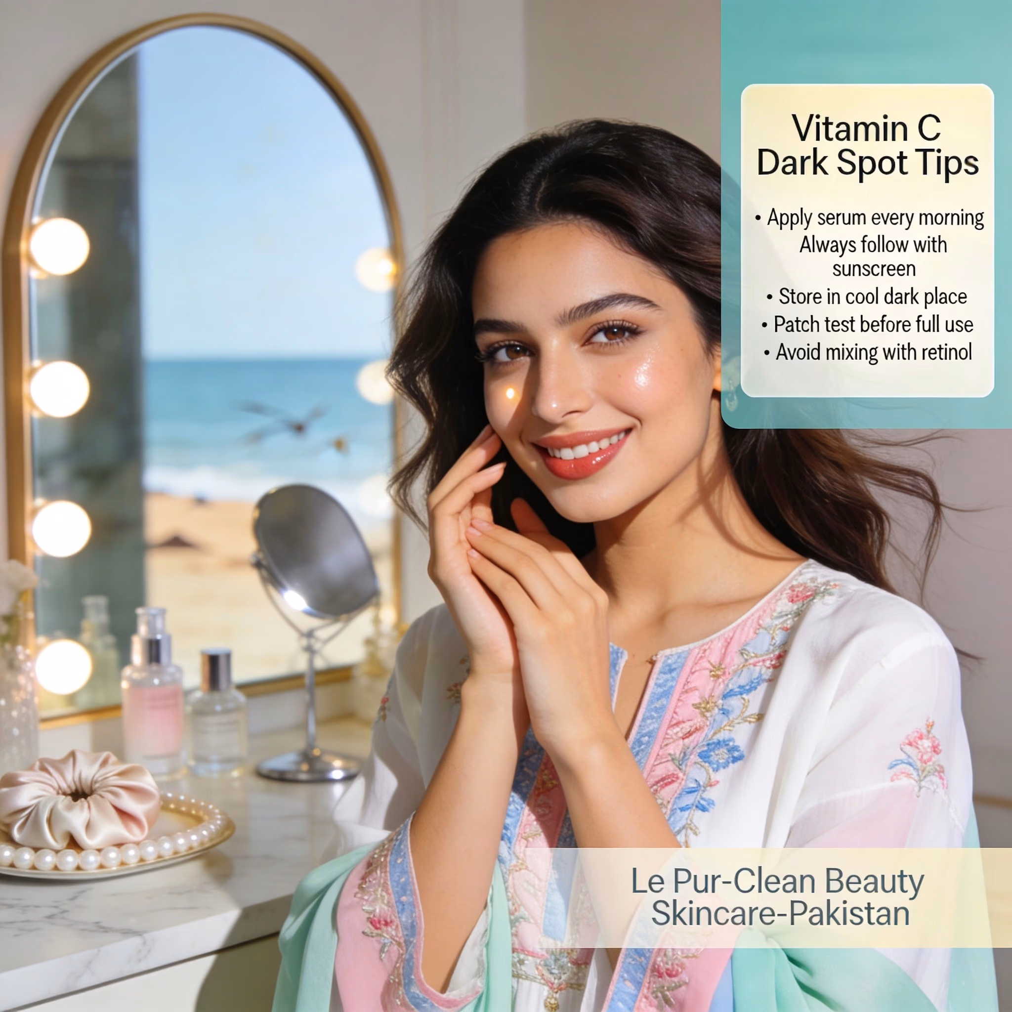 Vitamin C Serum For Dark Spots Karachi results Pakistan - even radiant skin after organic care