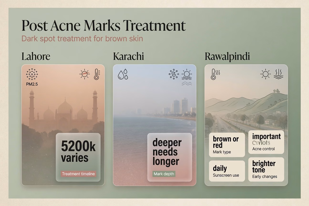 Post acne marks treatment infographic for brown skin in Pakistan